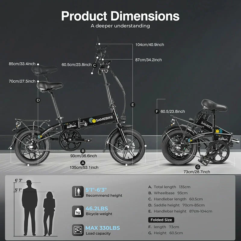 Foldable SAMEBIKE YINYU14 350W